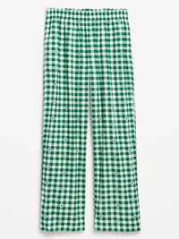 High-Waisted Poplin Pajama Pant - Green Gingham — view 4