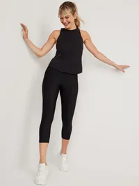 High-Waisted PowerSoft Crop Leggings - Black Jack — view 3