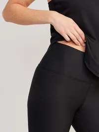 High-Waisted PowerSoft Crop Leggings - Black Jack — view 4