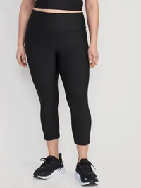 High-Waisted PowerSoft Crop Leggings - Black Jack — view 5