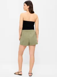 High-Waisted Pull-On Utility Shorts - Dried Grasses — view 5