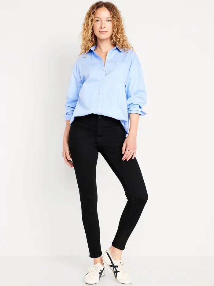 High-Waisted Rockstar Super-Skinny Jeans - Black Wash