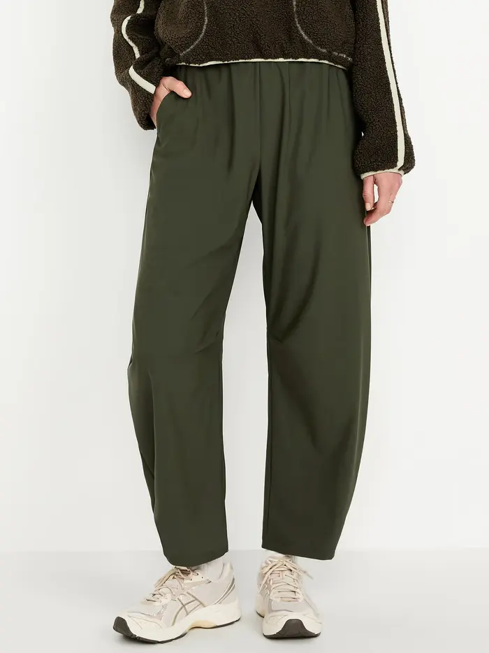 High-Waisted SleekTech Barrel Ankle Pants - Ancient Forest