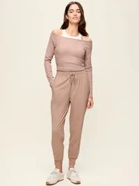High-Waisted SleekTech Joggers - Mocha — view 2