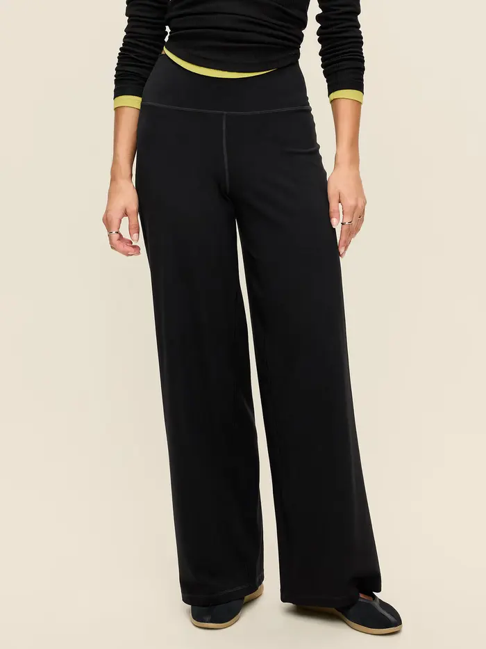 High-Waisted StudioSmooth Wide-Leg Pants - Black Jack