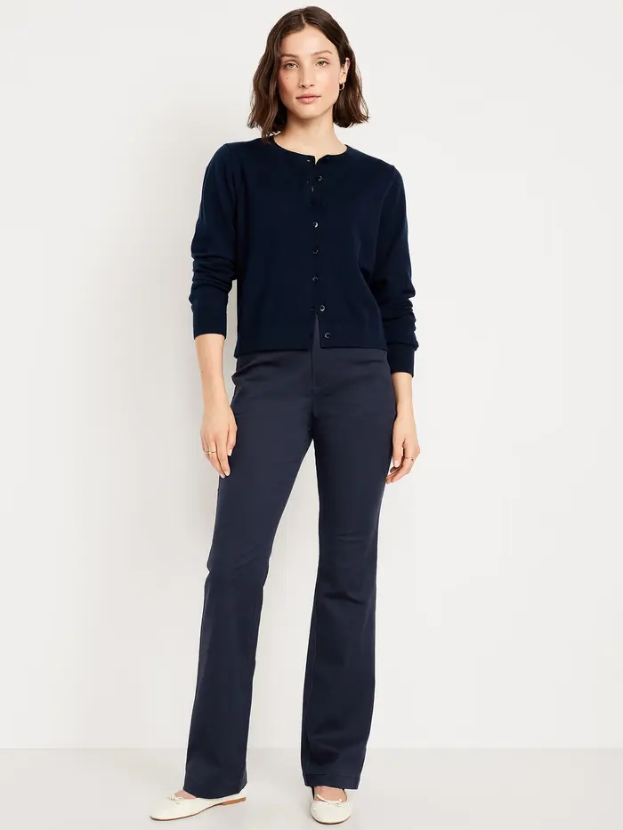 High-Waisted Uniform Boot-Cut Pants - Navy Captain