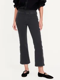 High-Waisted Weekender Pull-On Crop Flare Jeans - Dark Gray — view 2