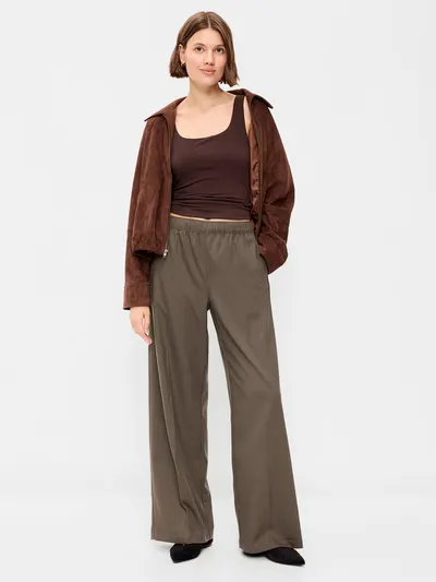 High-Waisted Wide-Leg Trouser - Surface Brown
