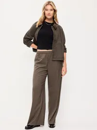High-Waisted Wide-Leg Trouser - Surface Brown — view 5