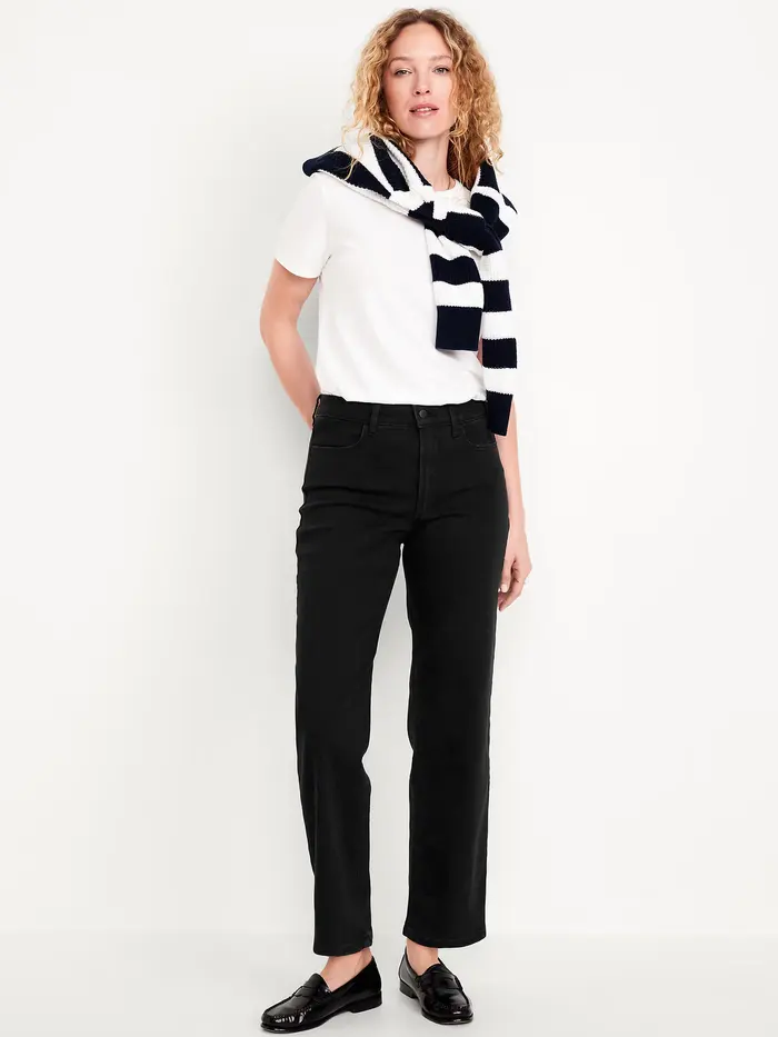 High-Waisted Wow Loose Jeans - Black Wash