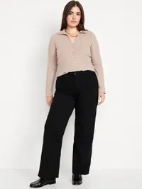 High-Waisted Wow Wide-Leg Jeans - Black Jack — view 4