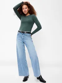 Hug Double-Layer Crew-Neck Long-Sleeve Top - Cavernous — view 3