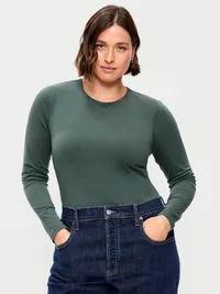 Hug Double-Layer Crew-Neck Long-Sleeve Top - Cavernous — view 5