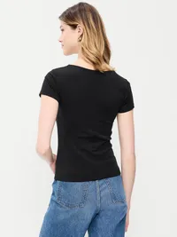 Hug Double-Layer Scoop-Neck Top - Black Jack — view 2