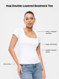 Hug Double-Layer Scoop-Neck Top - Black Jack — view 4