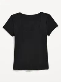 Hug Double-Layer Scoop-Neck Top - Black Jack — view 5