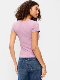 Hug Double-Layer Scoop-Neck Top - Rose Dawn — view 2