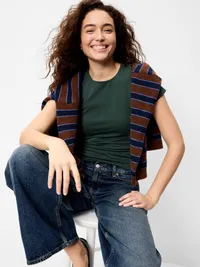 Hug Double-Layer Short-Sleeve Top - Cavernous — view 3