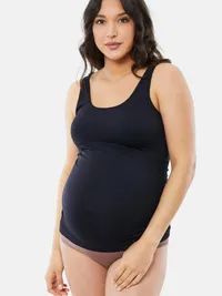 Ingrid and Isabel Basics Maternity Seamless Belly Support Cami 2 Pack - Black — view 2