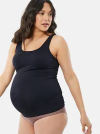 Ingrid and Isabel Basics Maternity Seamless Belly Support Cami 2 Pack - Black — view 3
