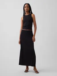 Jersey Crop Tank Top - Black — view 2