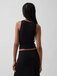 Jersey Crop Tank Top - Black — view 3
