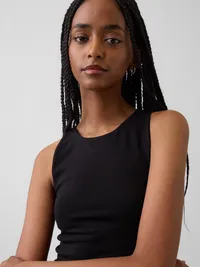 Jersey Crop Tank Top - Black — view 4