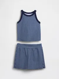 Kids Active Skort Outfit Set - NAVY GINGHAM — view 2
