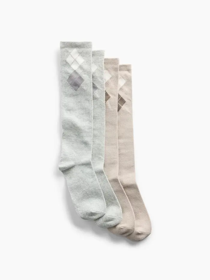 Kids Argyle Knee-High Socks (2-Pack) - Multi