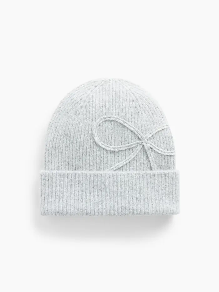 Kids Bow Beanie - Light grey heather