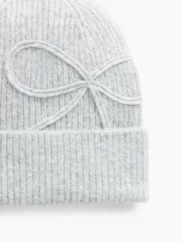 Kids Bow Beanie - Light grey heather — view 2