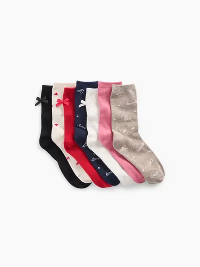 Kids Bow Crew Socks (7-Pack) - Multi