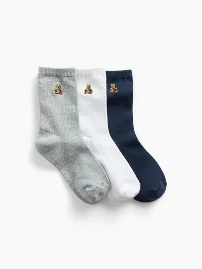 Kids Brannan Bear Crew Socks (3-Pack) - Multi