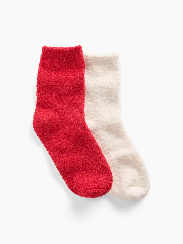 Kids Cozy Socks (2-Pack) - Multi red & white