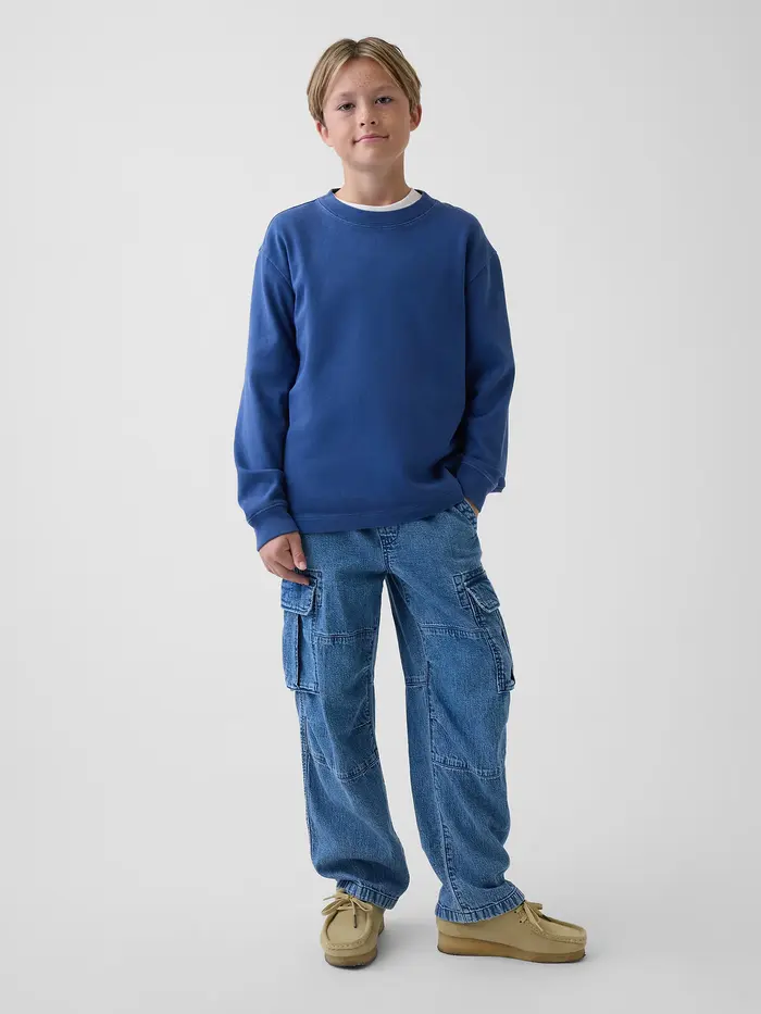 Kids Easy Cargo Jeans - Medium wash