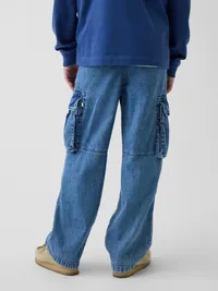 Kids Easy Cargo Jeans - Medium wash — view 4