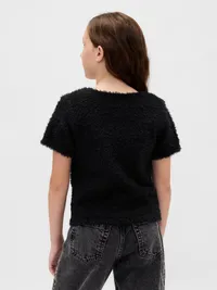Kids Eyelash Sweater - True black — view 3