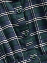 Kids Fitted Button-Front Top - Green blue plaid — view 5