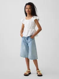 Kids Flutter-Sleeve Button-Front Top - New off white — view 4