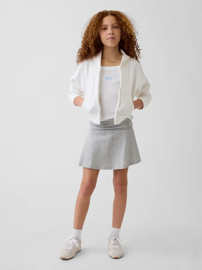Kids Foldover Skort - Heather grey