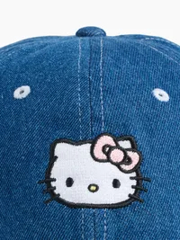 Kids Hello Kitty Denim Baseball Hat - Washed medium blue — view 3
