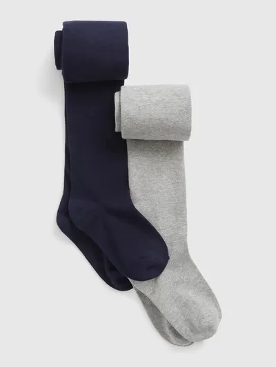Kids Knit Basic Tights (2-Pack) - Navy grey