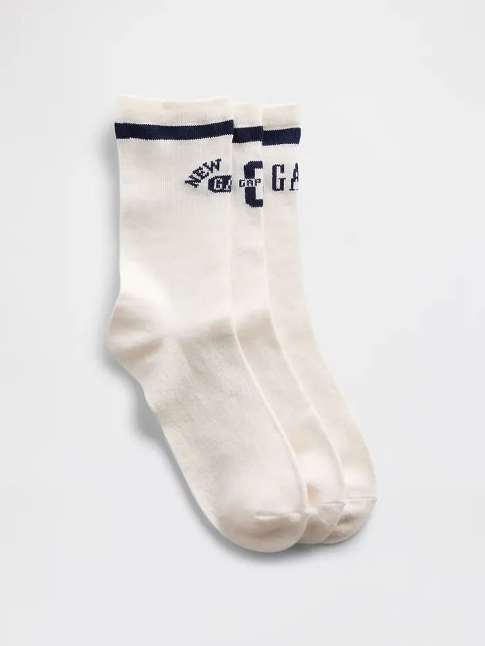 Kids Logo Crew Socks (3-Pack) - White