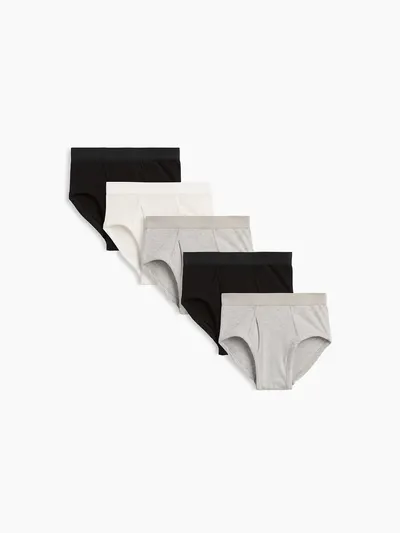 Kids Organic Stretch Cotton Basic Briefs (5-Pack) - Grey multi-pack