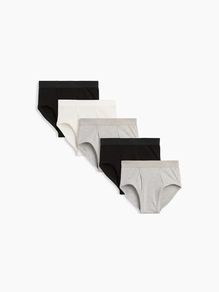 Kids Organic Stretch Cotton Basic Briefs (5-Pack) - Grey multi-pack