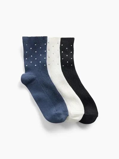 Kids Rhinestone Crew Socks (3-Pack) - Multi