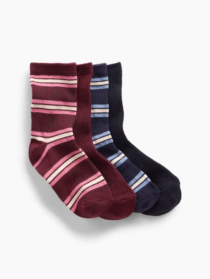 Kids Rib Crew Socks (4-Pack) - Multi