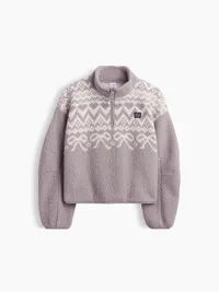 Kids Sherpa Quarter-Zip Pullover - Medium cool brown — view 5