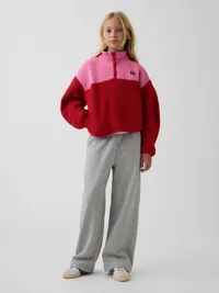 Kids Sherpa Quarter-Zip Pullover - Red pink — view 2