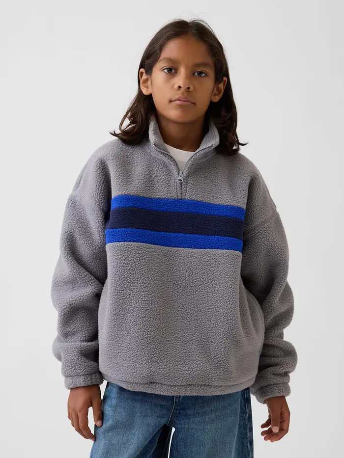 Kids Sherpa Relaxed Quarter-Zip Pullover - Pilot grey